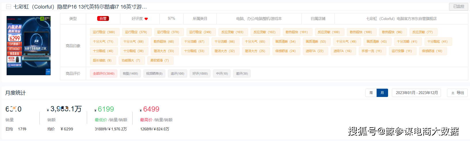 游戏本十大热门品牌销量（销额）榜单九游会真人第一品牌2023全年度(图1)